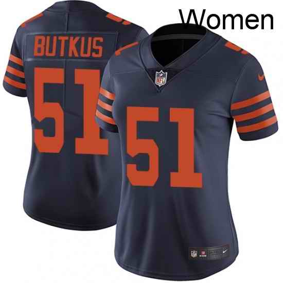 Womens Nike Chicago Bears 51 Dick Butkus Elite Navy Blue Alternate NFL Jersey